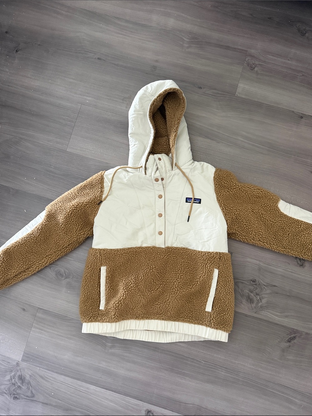 Neutral Two-Tone Sherpa Hoodie Jacket